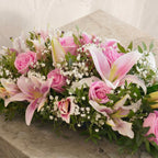 Pink Roses and Pink Lily Funeral Spray