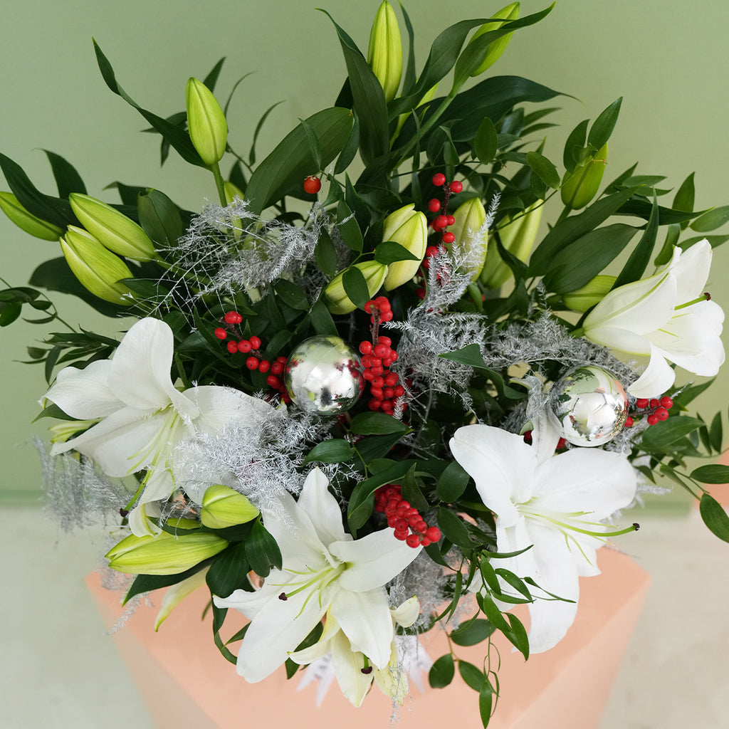 White Lily Christmas Vase