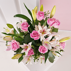 Women's Day Pink Roses and Pink Lilies Vase