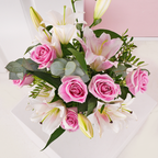 Women's Day Pink Roses and Pink Lilies Vase