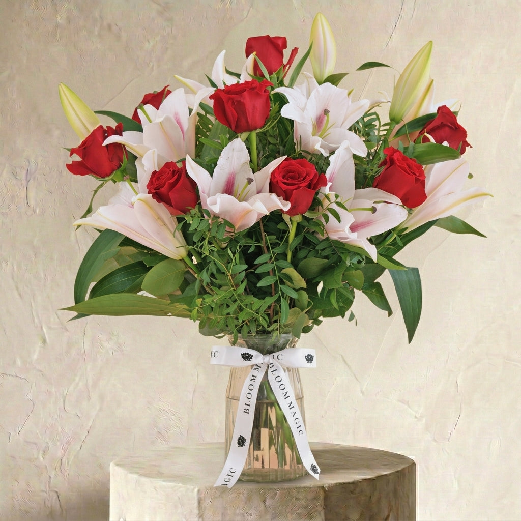 Red Roses and Pink Lilies