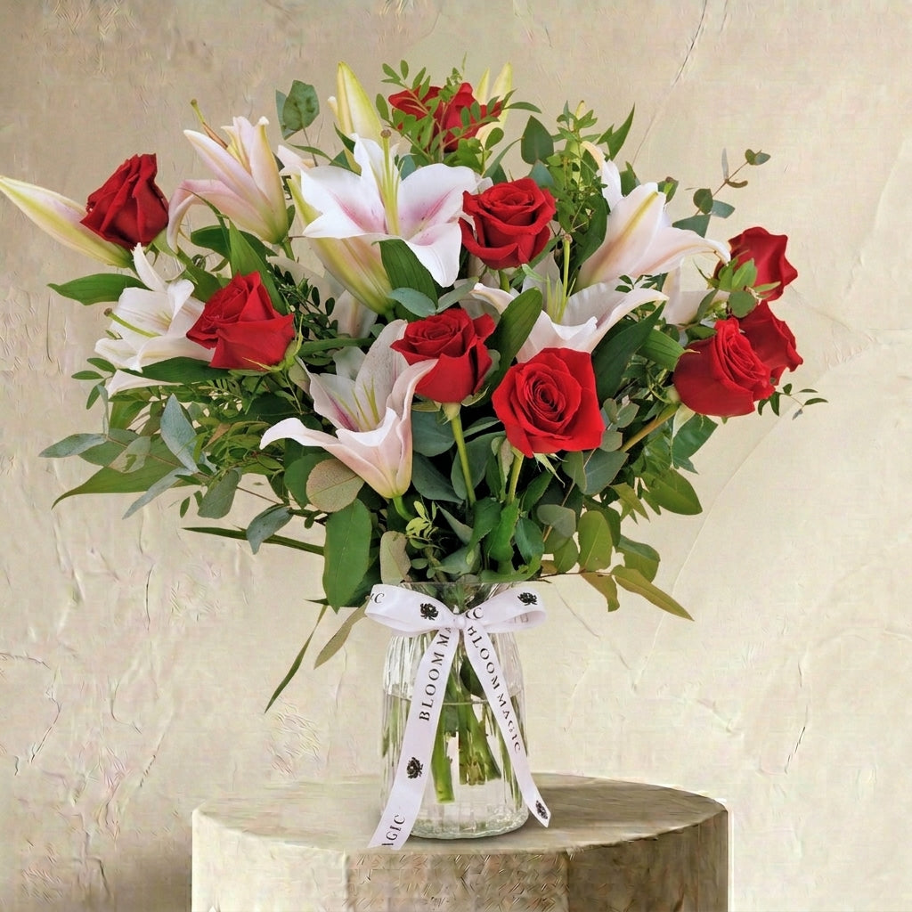 Red Roses and Pink Lilies