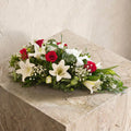 Red Roses and White Lily Funeral Spray