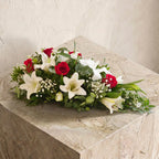 Red Roses and White Lily Funeral Spray