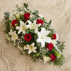 Red Roses and White Lily Funeral Spray