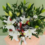 White Lily Christmas Vase