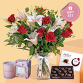 Red Roses and Pink Lilies - Anniversary Gift Set