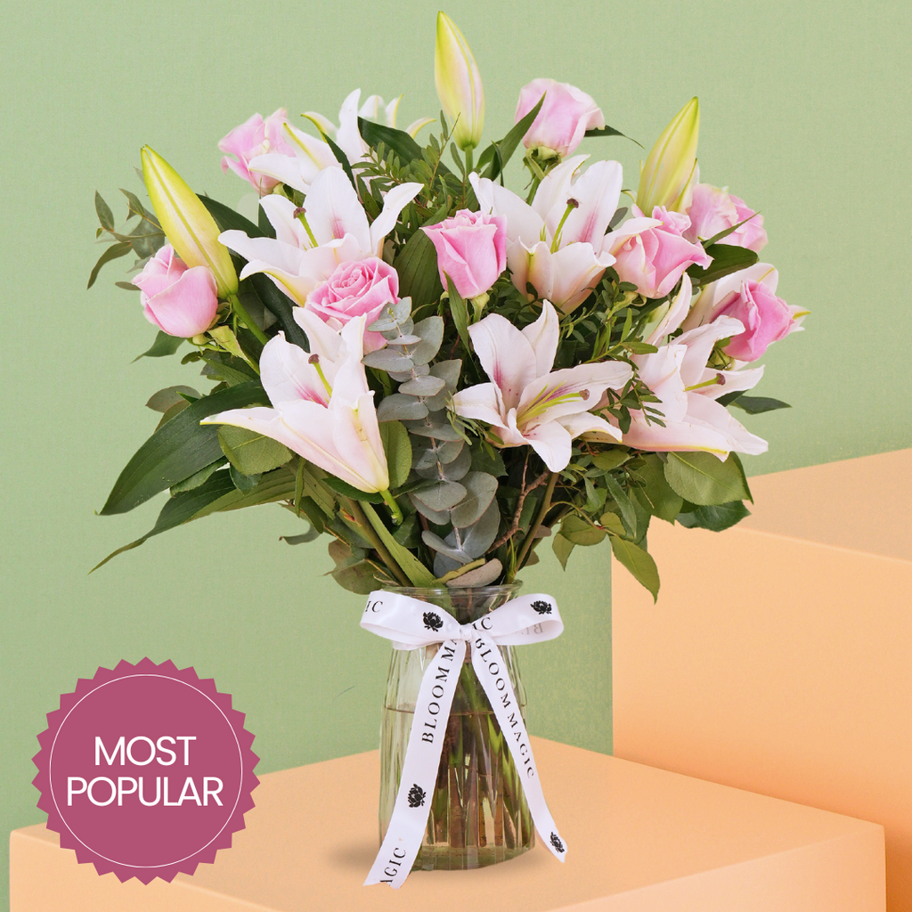 Mother's Day Pink Roses and Pink Lilies