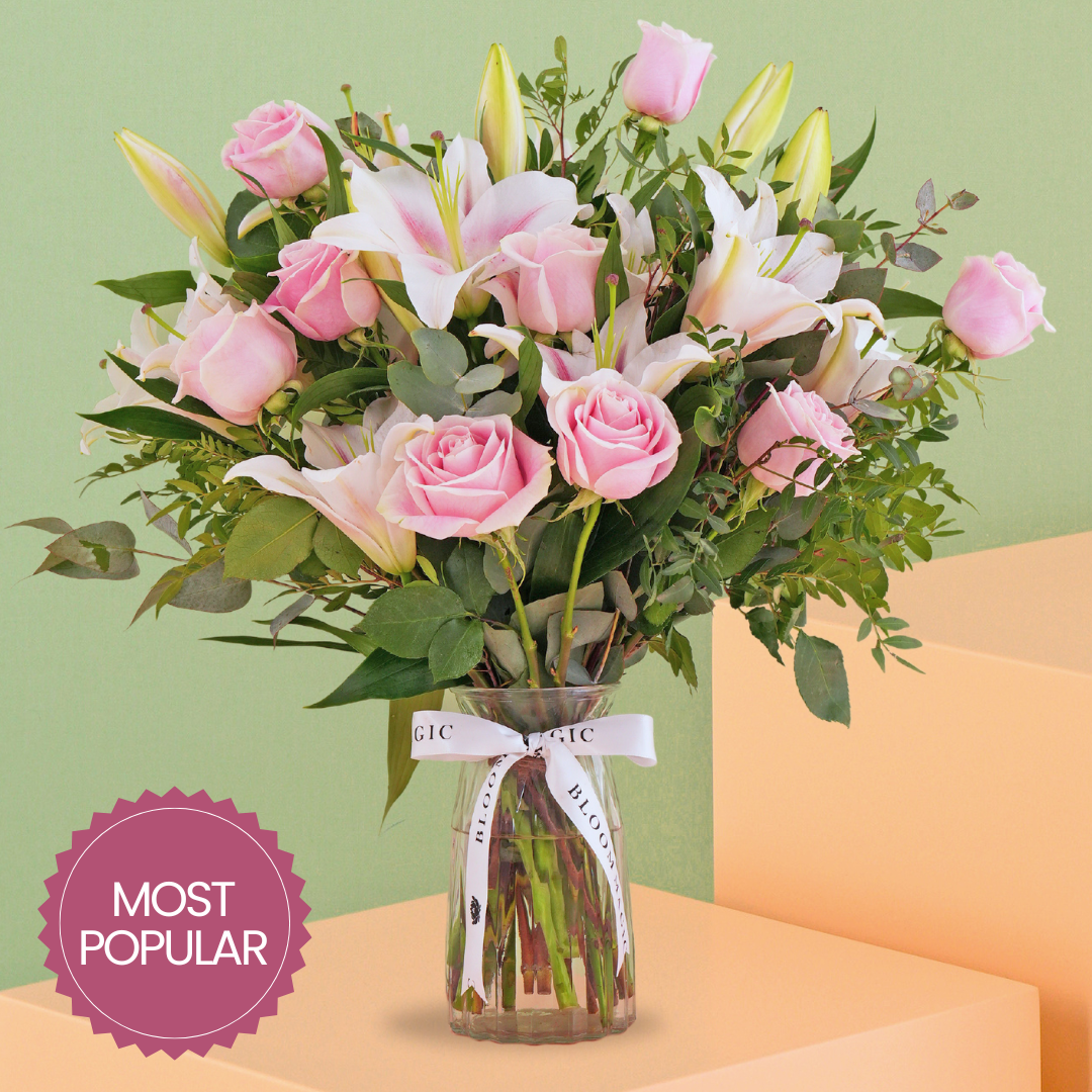 Mother's Day Pink Roses and Pink Lilies
